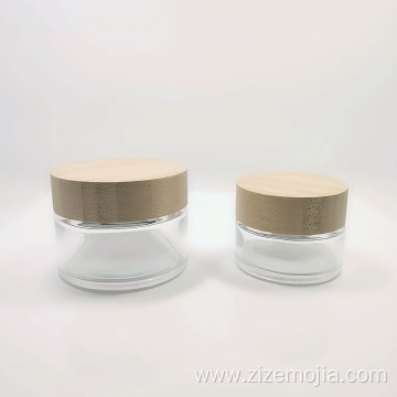 50 g bamboo lid clear round cream jar